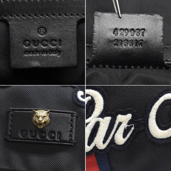 GUCCI Sherry Line LAveugle Par Amour Techno Backpack 429037 Black Canvas T00O - Picture 4 of 7